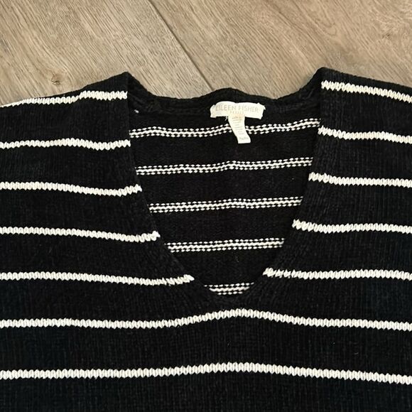 EILEEN FISHER CHENILLE 100% ORGANIC COTTON STRIPED SWEATER EUC SIZE MEDIUM - Picture 4 of 6